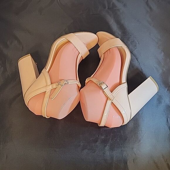 FOREVER 21 ANKLE STRAP OPEN TOE TWO STRAP BAND BLOCK HEEL SANDAL - Picture 11 of 15